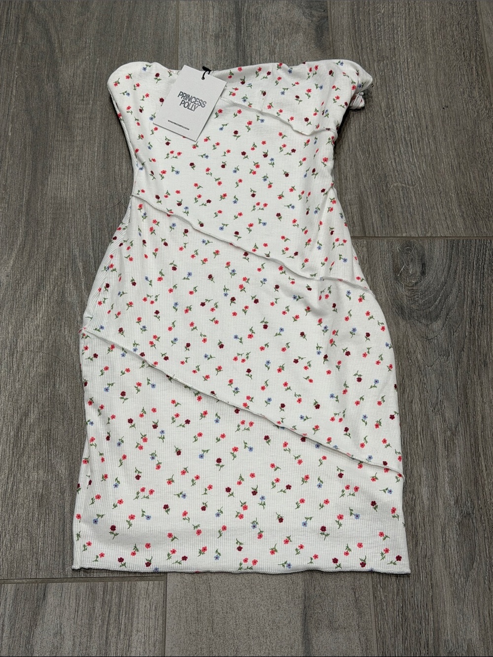 Princess Polly White Strapless Floral Bodycon Dress- 2